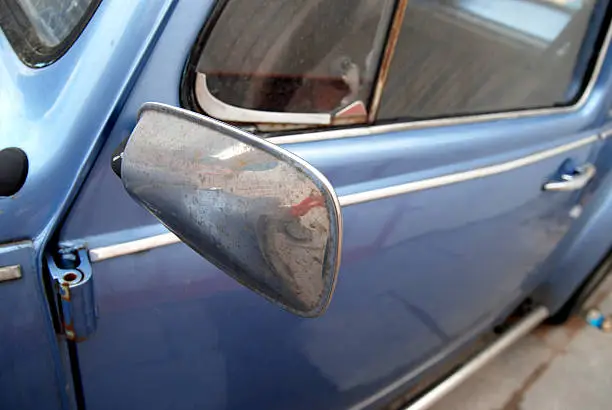 Photo of Seventies blue car closeup