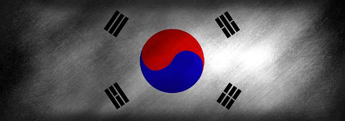 The flag of South Korea on a blackboard background