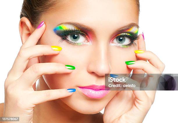 Rainbow Makeup Stock Photo - Download Image Now - Adult, Adults Only, Beautiful People