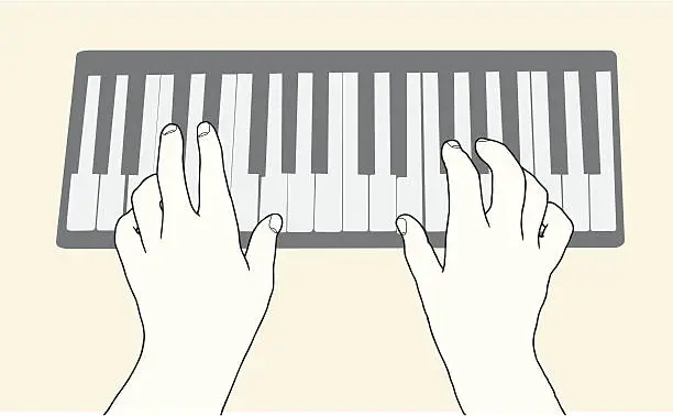 Vector illustration of At the Piano Keyboard