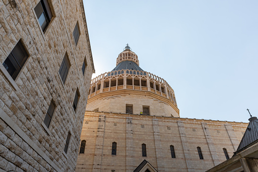 Nazareth, Israel, February 12, 2022 : The building of the Church Of Annunciation in Nazareth, northern Israel