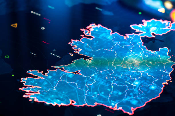 istock Map of Ireland on digital display 1375799533