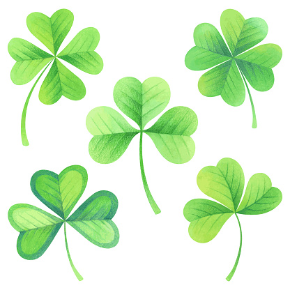 Set of vector leaf clover for St. Patrick's Day