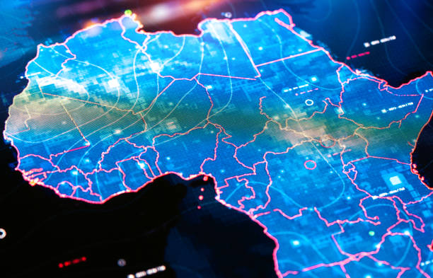 istock Map of Africa on digital display 1375800570