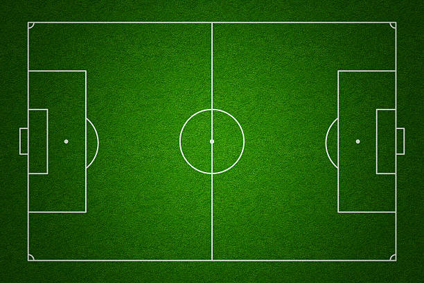 istock Soccer field or pitch top view with proper standard markings 137581901