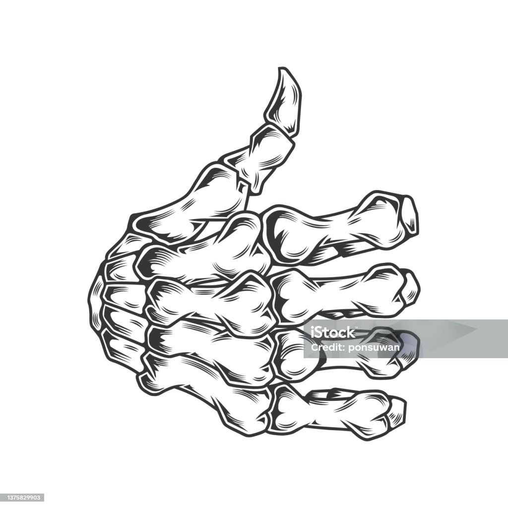 Skeleton Liên Kết Ngón Tay Cái Lên Đường Tay Nghệ Thuật Hình Xăm ...
