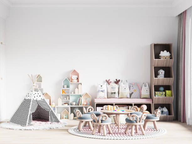 istock Interior Kids Bedroom Wallpaper Mockup 1375829907
