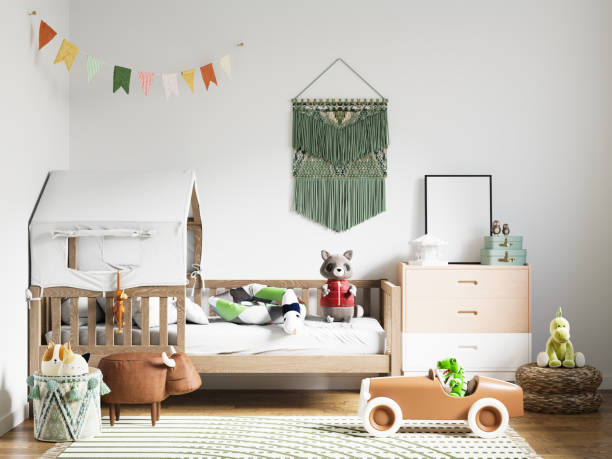 istock Interior Kids Bedroom Wallpaper Mockup 1375829911