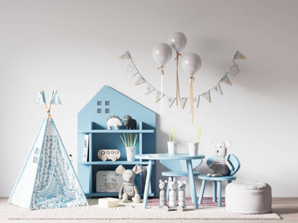istock Interior Kids Bedroom Wallpaper Mockup 1375830433
