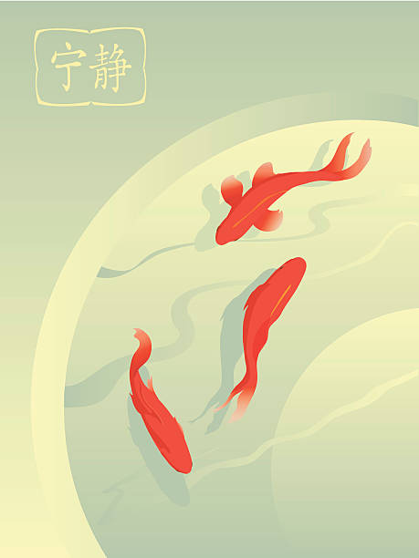 Peixe dourado em Lago - ilustração de arte vetorial