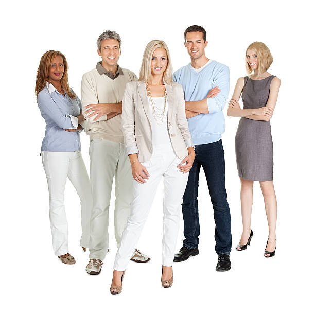 istock Casual group of people standing over white 137585253