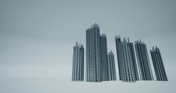 Image new buildings in isolation on a white background. 3d rendering.