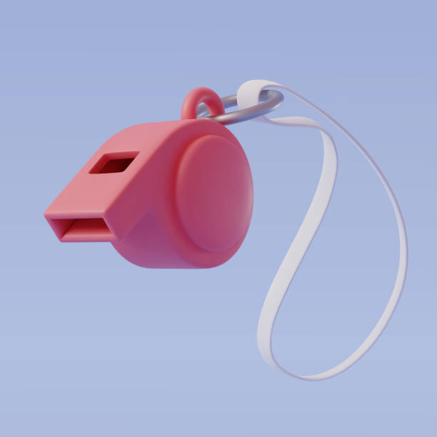 illustrations, cliparts, dessins animés et icônes de illustration vectorielle de la maquette referee pink whistle, modèle de style 3d réaliste. - sifflet