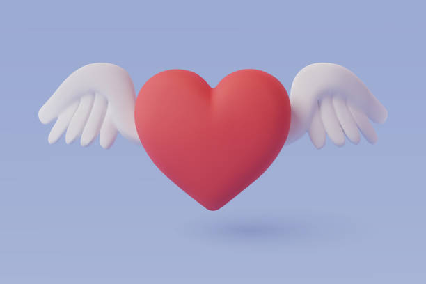 istock Red heart with wings, Celebration and Happy Valentine's Day 1375878885