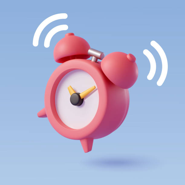 budzik izolowany na niebieskim - alarm clock stock illustrations