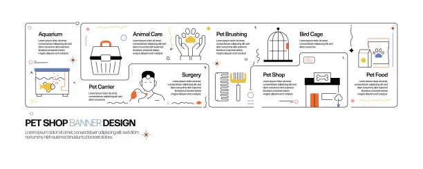 Vector illustration of Pet Shop Concept, Line Style Vector Illustration