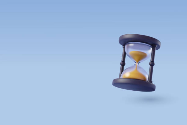 ikona 3d szkła piaskowego, koncepcja czasu i historii - sand clock illustrations stock illustrations