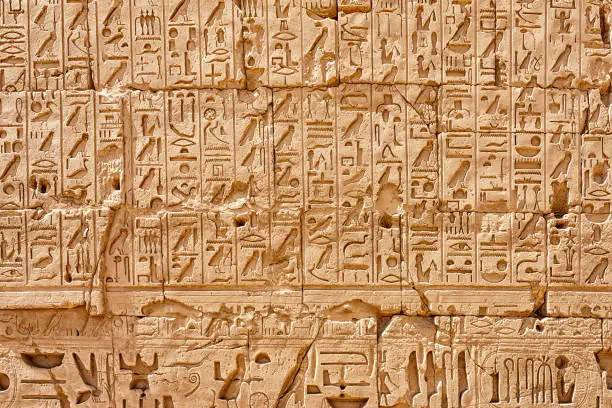 Egyptian hieroglyphs in Karnak Temple, Luxor, Egypt