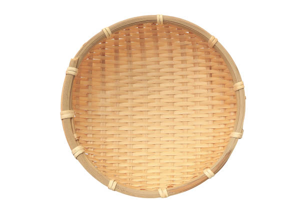 istock Bamboo basket placed, wicker basket isolated on white background with clipping path. 1375895835