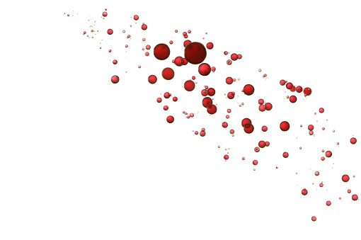 A cloud of red bubbles, 3D, fizz.