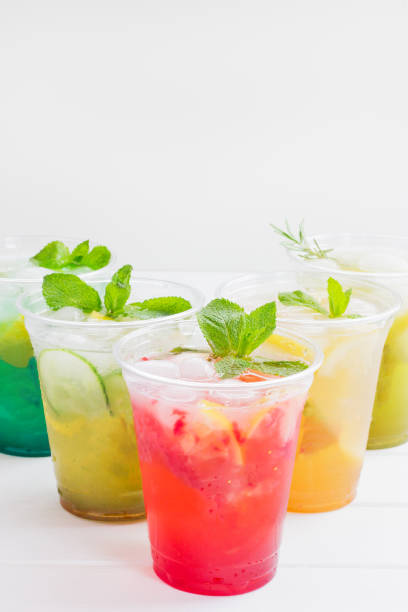 istock Summer lemonade group berry lemon ice cold white background 1375898420