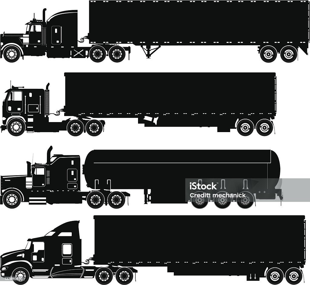 詳細なトラックシルエットセット - シルエットのロイヤリティフリーベクトルアート