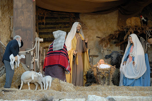 nativity scene stock photo