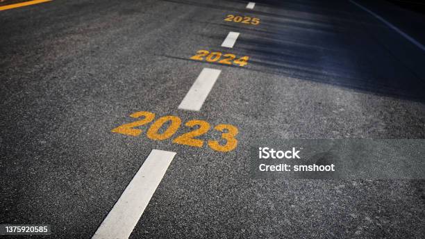 Happy New Year Concept And Business Challenge Idea Stock Photo - Download Image Now - 2023, The Way Forward, Planning