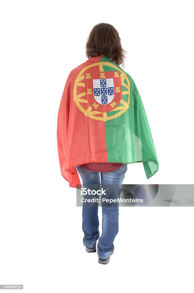 Portugal fan de football, isolé sur fond blanc - Photo de Fan libre de droits