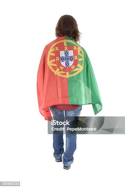 Photo libre de droit de Portugal Fan De Football Isolé Sur Fond Blanc banque d'images et plus d'images libres de droit de Fan - Fan, Portugal, Adolescent