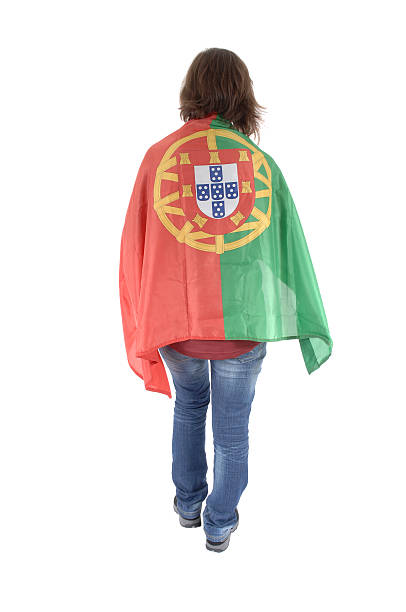 португалия футбол вентилятор, изолированные на белом фоне - portugal groupie club soccer flag стоковые фото и изображения