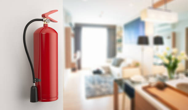 extintor de incêndio em casa - house burning color image danger - fotografias e filmes do acervo