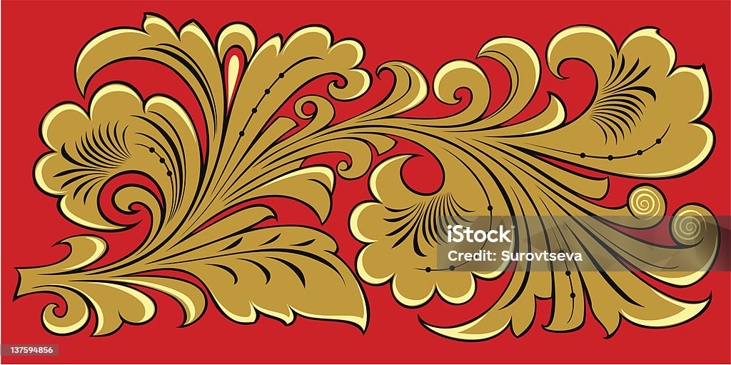Emblema de floral dourada com vermelho - Royalty-free Arte arte vetorial