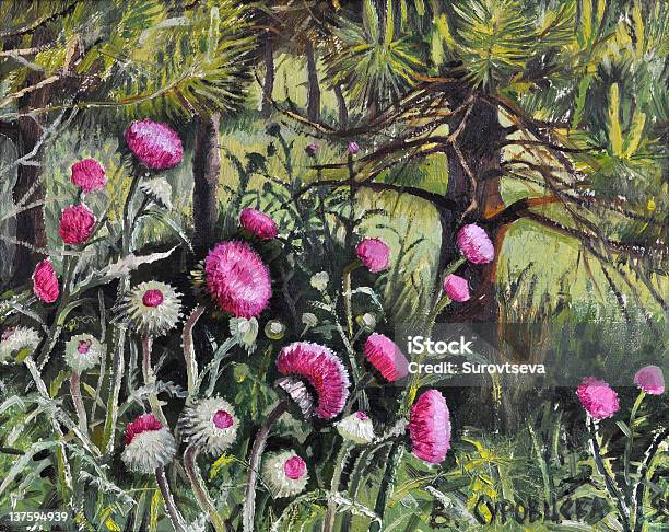 Thistle Stock Illustration - Download Image Now - Forest, Oil Painting, Art