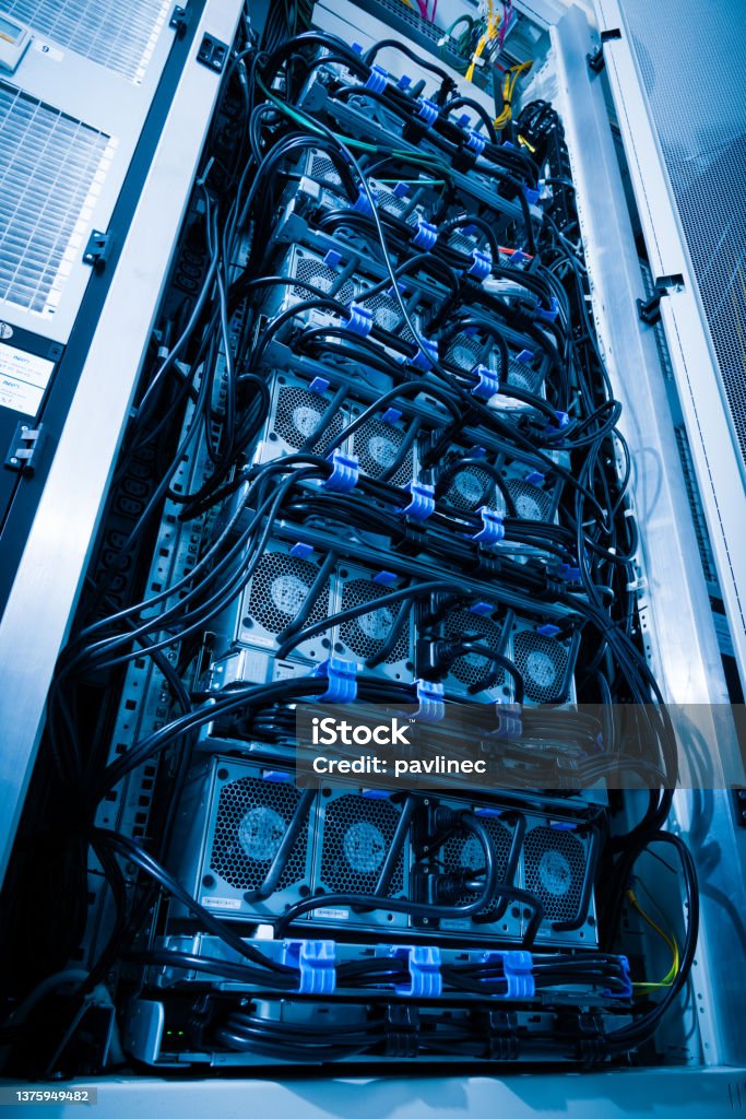 Computer Rack Filled Racks Filled With Computer Hardware Inside Internet Datacenter Stock ...