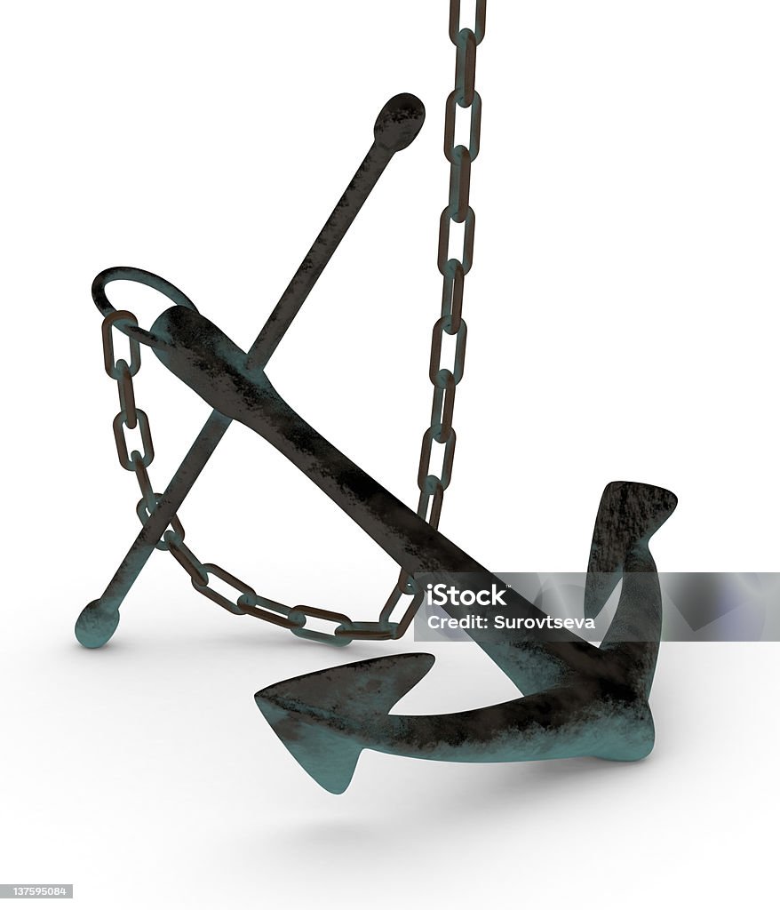 Anchor and chain on a white background Anchor with chain isolated on white background. Anchor - Vessel Part stock illustration