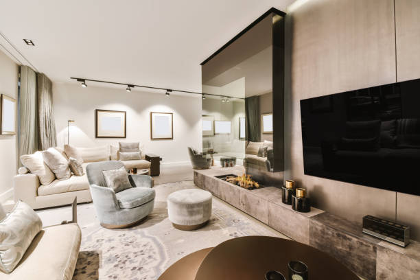 istock Attractive living room with beige sofa 1375961562