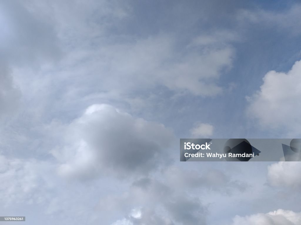 White clouds and blue sky in Sukabumi City, West Java, Indonesia Abstract Stock Photo