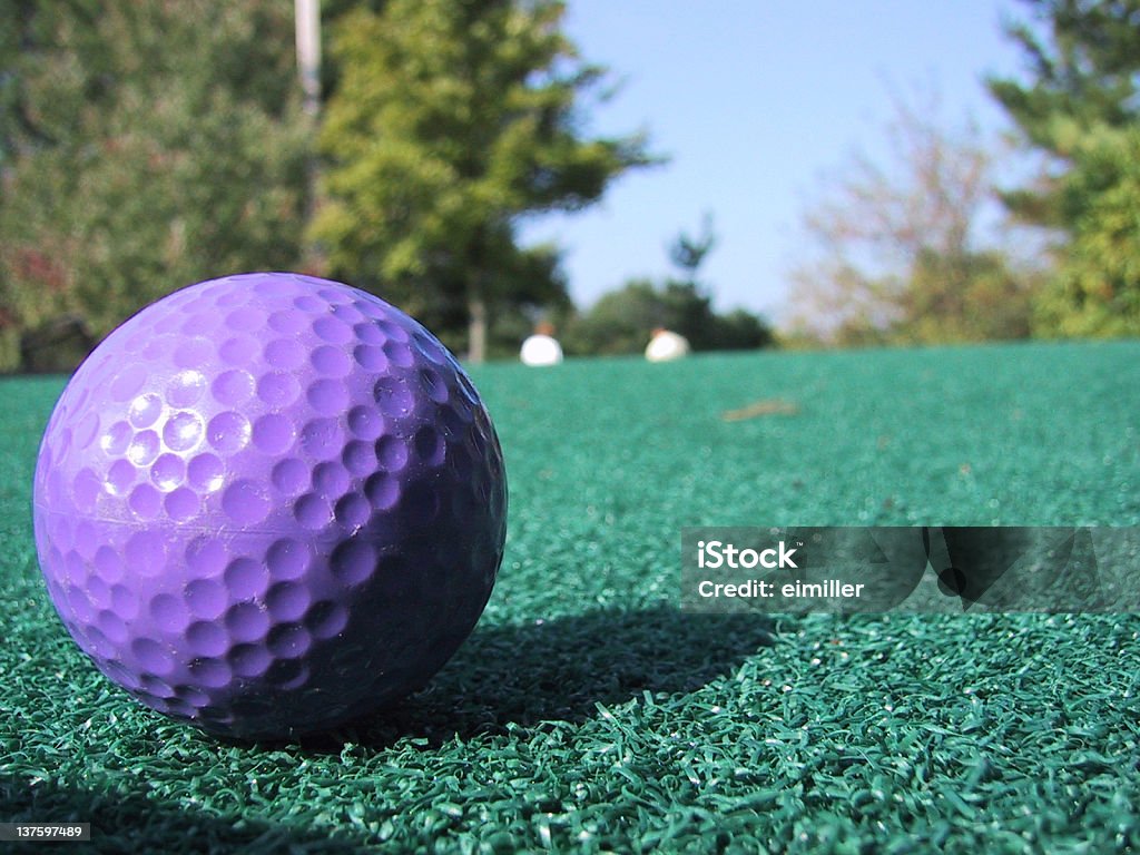 Miniature Golf Ball Close-up photograph of a purple golf ball on a green. Close-up Stock Photo