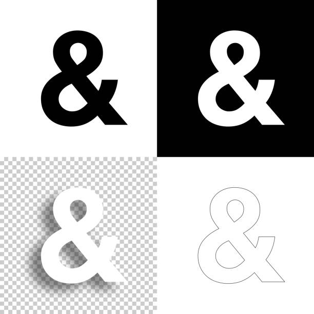 kaufmännisches und-zeichen. icon für design. leere, weiße und schwarze hintergründe - liniensymbol - und zeichen stock-grafiken, -clipart, -cartoons und -symbole