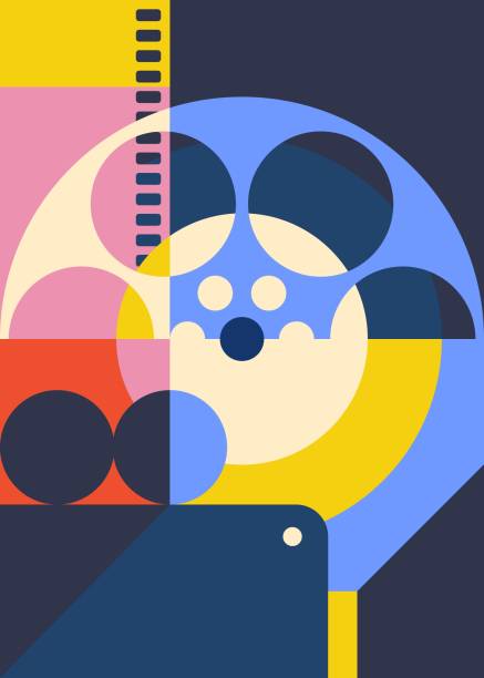 plakat z projektorem filmowym. - przemysł filmowy obrazy stock illustrations