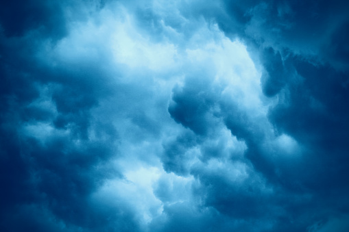 Dark storm clouds. Close-up. Top view. Background. Scenery. Texture.