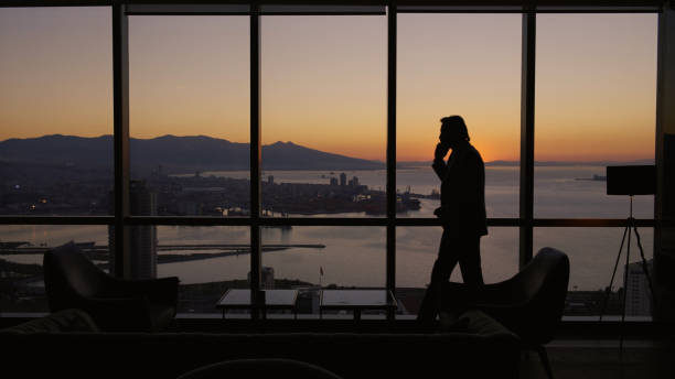 istock Business manager in the office during sunset 1376007393