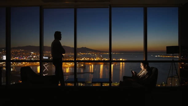 istock Corporate business managers in the office at night 1376008060