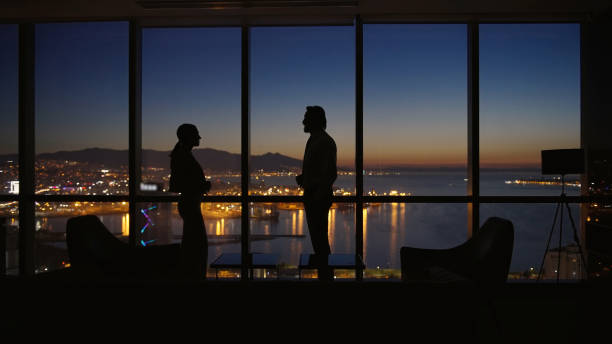 istock Corporate business managers in the office at night 1376008061