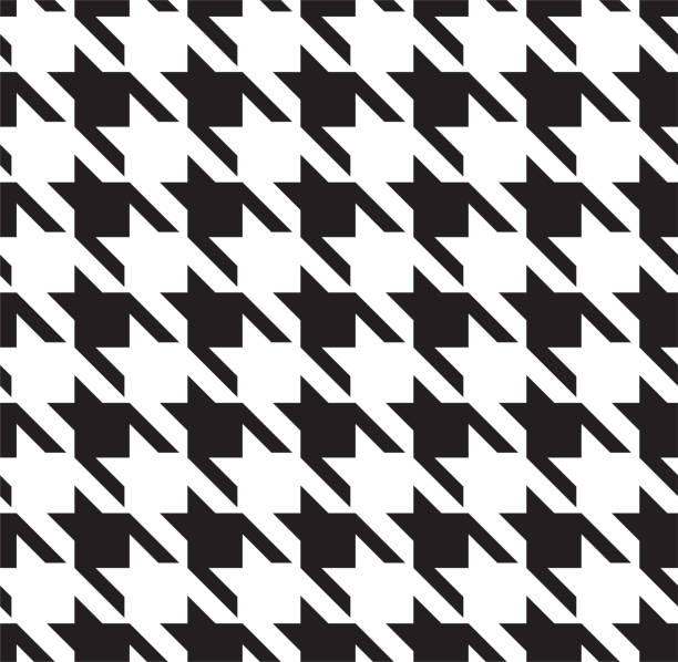 czarno-białe zbliżenie wzoru houndstooth. - houndstooth stock illustrations