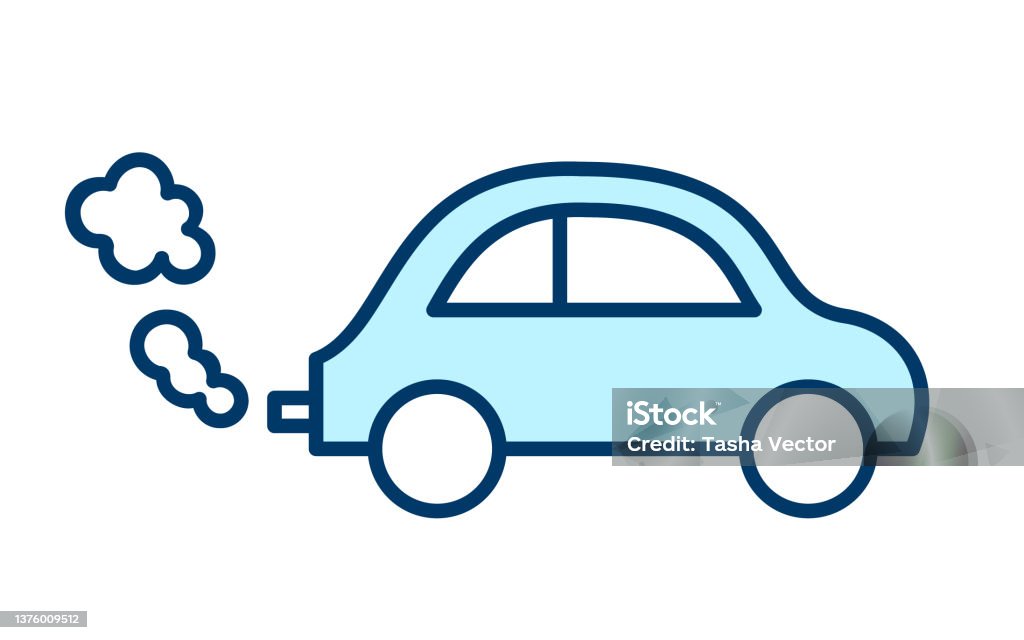 Cute Car With Exhaust Fumes Cartoon Car Color Icon Stock Illustration -  Download Image Now - iStock
