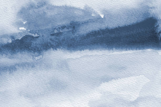 istock Abstract painting. Watercolor texture in cyanotype monochrome blue . Modern art landscape. Painted background, concept of sky, snow, ice 1376018322