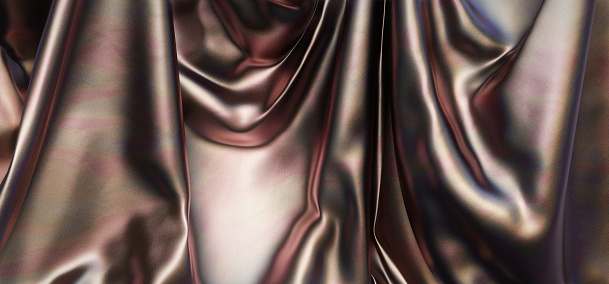 Chrome-like metallic iridescent fabric background. 3d rendering