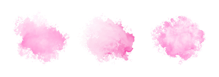 Abstract pink watercolor water splash set. Vector watercolour texture in rose color